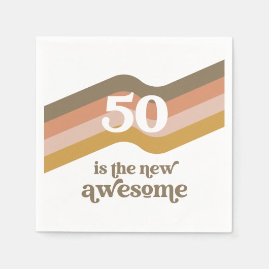 レトロストライプ50thバースデーパーティーナプキンス スタンダードカクテルナプキン (正面)