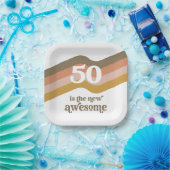 レトロストライプ50thバースデーパーティープレート ペーパープレート (パーティー)