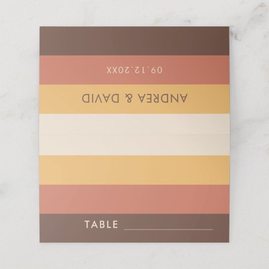 レトロストライプ70年代クリームベージュ60年代70年代 プレイスカード (外部開封)