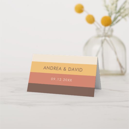 レトロストライプ70年代クリームベージュ60年代70年代 プレイスカード (裏面)