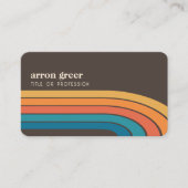 レトロストライプ70年代80年代オレンジブラウンティール（緑がかった色） 名刺 (正面)