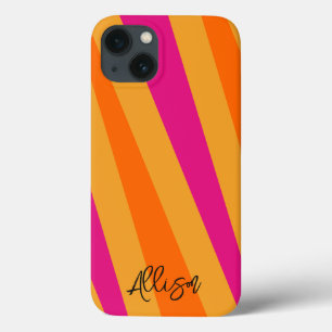 レトロストライプ70sオレンジマスタードGroovy iPhone 13ケース