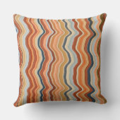 レトロストライプ70s波bohoカラフルオレンジ青 クッション (裏面)