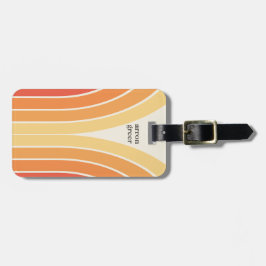 レトロストライプ70's 80sオレンジ色イエロー ラゲッジタグ