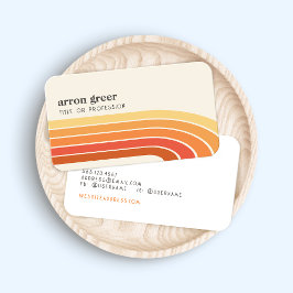 レトロストライプ70's 80sオレンジ色イエロー 名刺