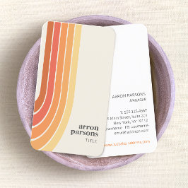 レトロストライプ70's 80sオレンジ色イエロー 名刺