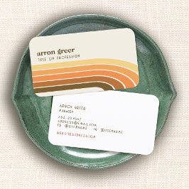 レトロストライプ70's 80sオレンジ金ゴールドタン 名刺