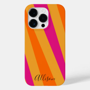 レトロストライプ70s 80sピンクオレンジマスタードGroovy Case-Mate iPhone 14 Proケース