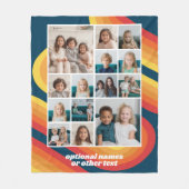 レトロストライプ70s vibe – 最大14枚のフォトコラージュ フリースブランケット (正面)