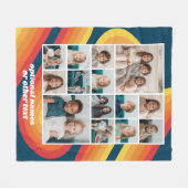 レトロストライプ70s vibe – 最大14枚のフォトコラージュ フリースブランケット (正面(横))