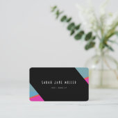 レトロストライプ-はっきりしたカラー数々のブラックピンク 名刺 (スタンド正面)