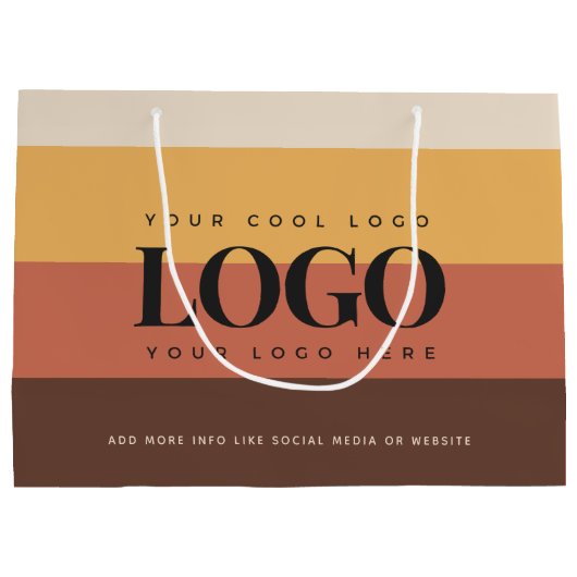 レトロストライプ カラフル オリジナルロゴを追加 ラージペーパーバッグ (裏面)