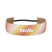 レトロストライプ – コーラル、オレンジ、ピンク アスレチックヘッドバンド (正面)