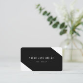 レトロストライプ – シックな白黒 名刺 (スタンド正面)