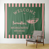 レトロストライプ ブライズメイド パーティー 背景 コックテール タペストリー (インサイチュ(横))