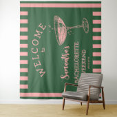 レトロストライプ ブライズメイド パーティー 背景 コックテール タペストリー (インサイチュ)