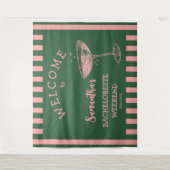 レトロストライプ ブライズメイド パーティー 背景 コックテール タペストリー (正面)