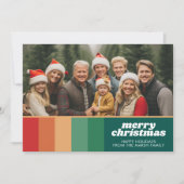 レトロストライプ – 写真 – Merry Christmas Line Art シーズンカード (正面)