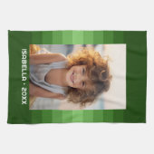 レトロストライプ- Christmas Green - シンプルPhoto キッチンタオル (横)