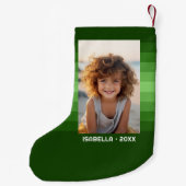 レトロストライプ- Christmas Green - シンプルPhoto スモールクリスマスストッキング (裏面)