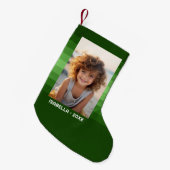 レトロストライプ- Christmas Green - シンプルPhoto スモールクリスマスストッキング (正面 (吊り時))