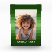 レトロストライプ- Christmas Green - シンプルPhoto フォトブロック (正面)