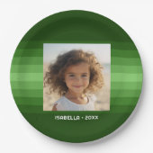 レトロストライプ- Christmas Green - シンプルPhoto ペーパープレート (正面)