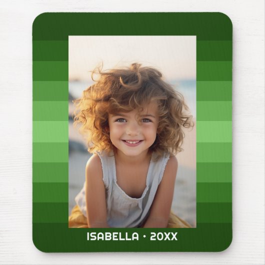 レトロストライプ- Christmas Green - シンプルPhoto マウスパッド (正面)