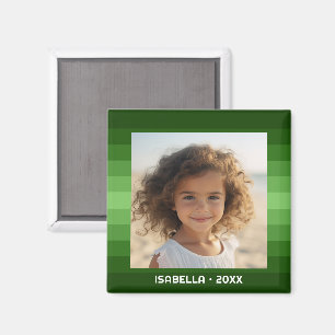 レトロストライプ- Christmas Green - シンプルPhoto マグネット