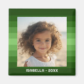 レトロストライプ- Christmas Green - シンプルPhoto マグネット (正面)