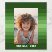 レトロストライプ- Christmas Green - シンプルPhoto ワインラベル (シングルラベル)