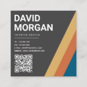 レトロストライプQRコード スクエア名刺 (正面)