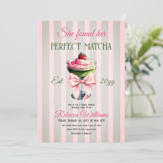 レトロストラウブパーフェクトマチャピンクボウブライダルシャワー 招待状 (スタンド正面)