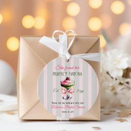 レトロストロベリーパーフェクトマッチャピンクボウブライダルシャワー フェイバータグ