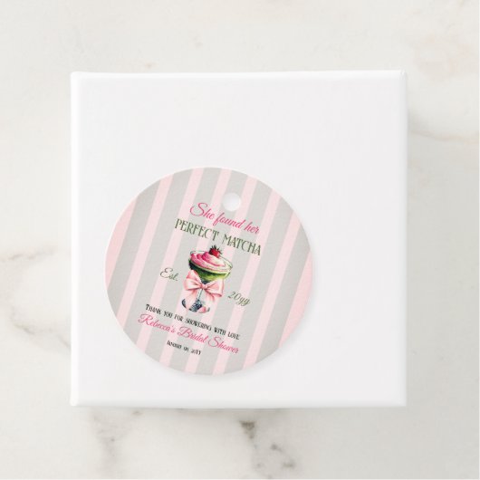 レトロストロベリーパーフェクトマッチャピンクボウブライダルシャワー フェイバータグ (インサイチュ)