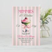 レトロストロベリー抹茶ピンクボウベイビーシャワー 招待状 (スタンド正面)