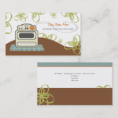 レトロストーブオレンジ&ブルーキッチンカテラー/シェフ 名刺 (正面/裏面)