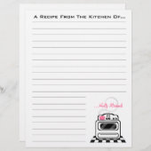 レトロストーブピンクキッチンレシピ紙 (正面/裏面)