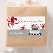 レトロストーブ赤いキッチンから… ラベル (インサイチュ)