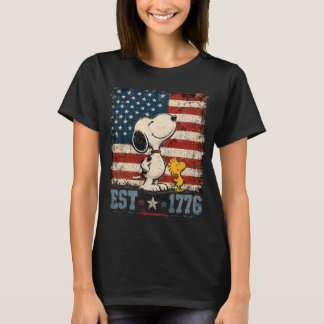 レトロスヌーピー7月4日犬PNG、アメリカ国旗 Tシャツ