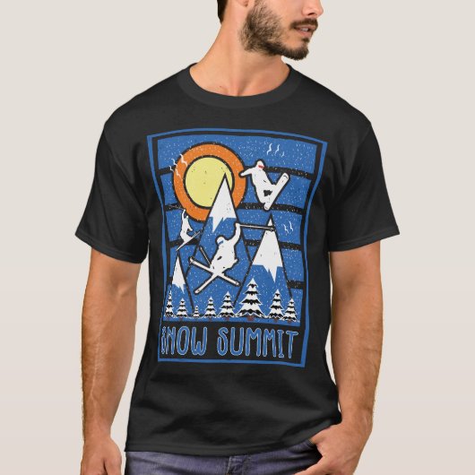 レトロスノーサミットスキーサンセット Tシャツ (正面)