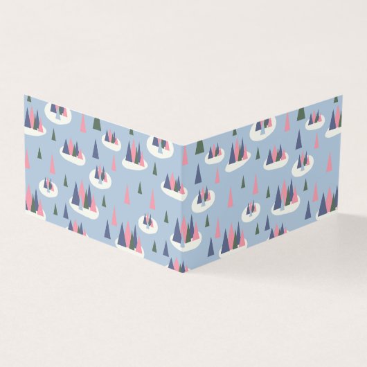 レトロスノーツリーホリデーギフトエンクロージャカード (外部)