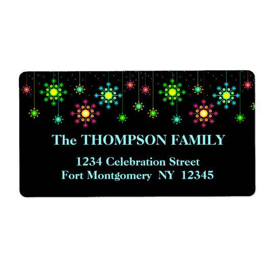 レトロスノーフレーククリスマスホリデー住所 シール (正面)