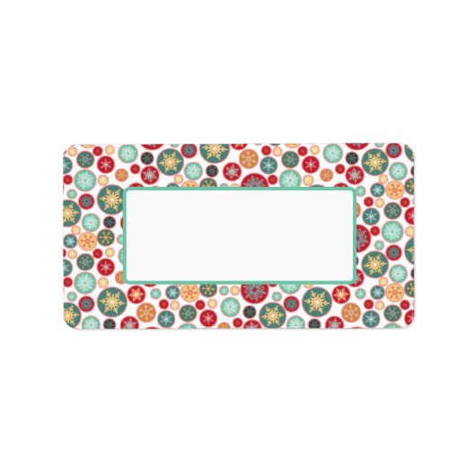 レトロスノーフレーククリスマスメーリングまたはギフト ラベル (正面)