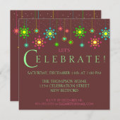 レトロスノーフレークホリデーパーティ招待状 招待状 (正面/裏面)