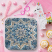 レトロスノーフレーク万華鏡のように千変万化するパターンキルト ペーパープレート (パーティー)