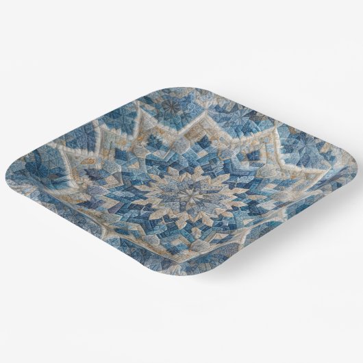 レトロスノーフレーク万華鏡のように千変万化するパターンキルト ペーパープレート (傾斜あり)