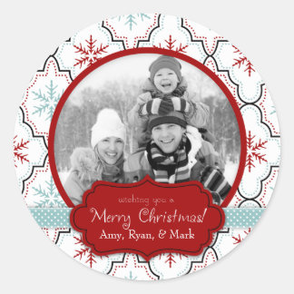 レトロスノーフレーク写真シールB2 ラウンドシール