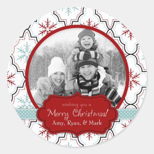 レトロスノーフレーク写真シールB2 ラウンドシール (正面)