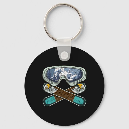 レトロスノーボーディングゴーグルイーグルスノーボーダースノーブ キーホルダー (正面)